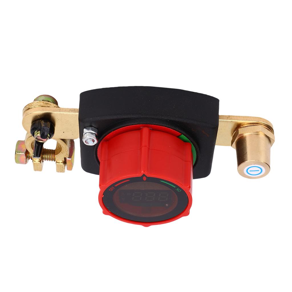 Top Post Battery Disconnect Switch with Voltmeter Master Isolator On Off Kill Power Cut Shut Rotatable for Marine Boat RV Car Truck Trailer