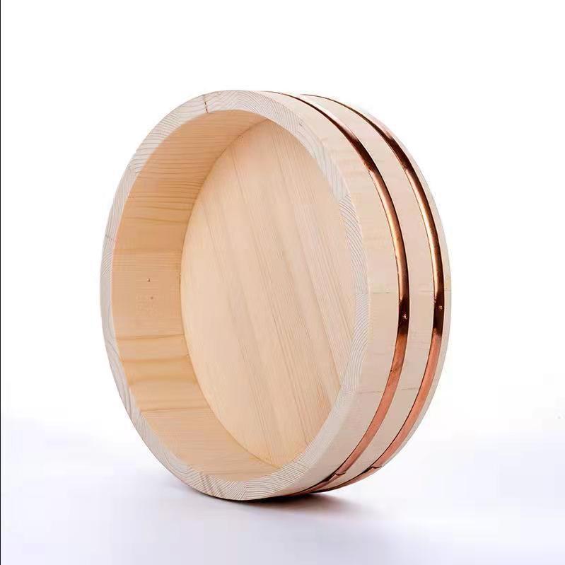 

Export Korean Bibimbap & Sashimi Plate - Japanese Cuisine Wooden Bucket (White Pine Wood, Single Pack) 27x7.5cm (Copper Hoop)