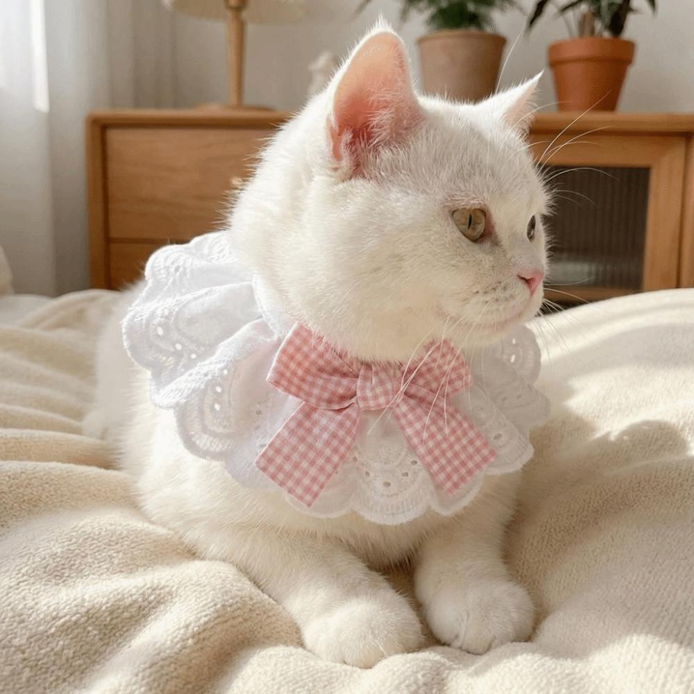 Cute Bowknot Cat Neckerchief Adjustable Soft Pet Bib Decorative Cat Scarf Daily Wear