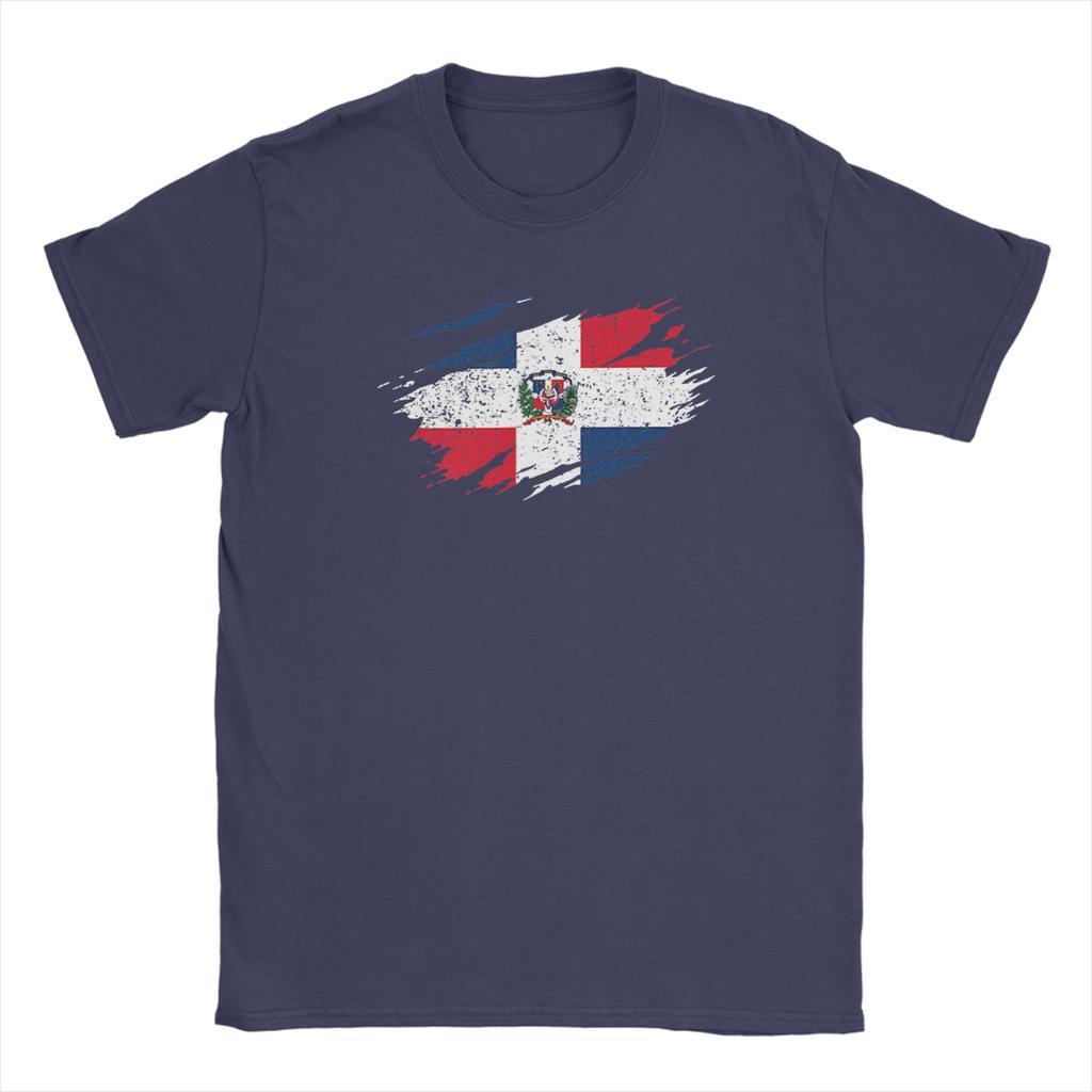 Dominikanische Republik Flagge 100% Baumwolle T-Shirt Für Unisex Sommer Y2K Lustige T-Shirts Rundhals Mode T-Shirts Übergroße Kleidung