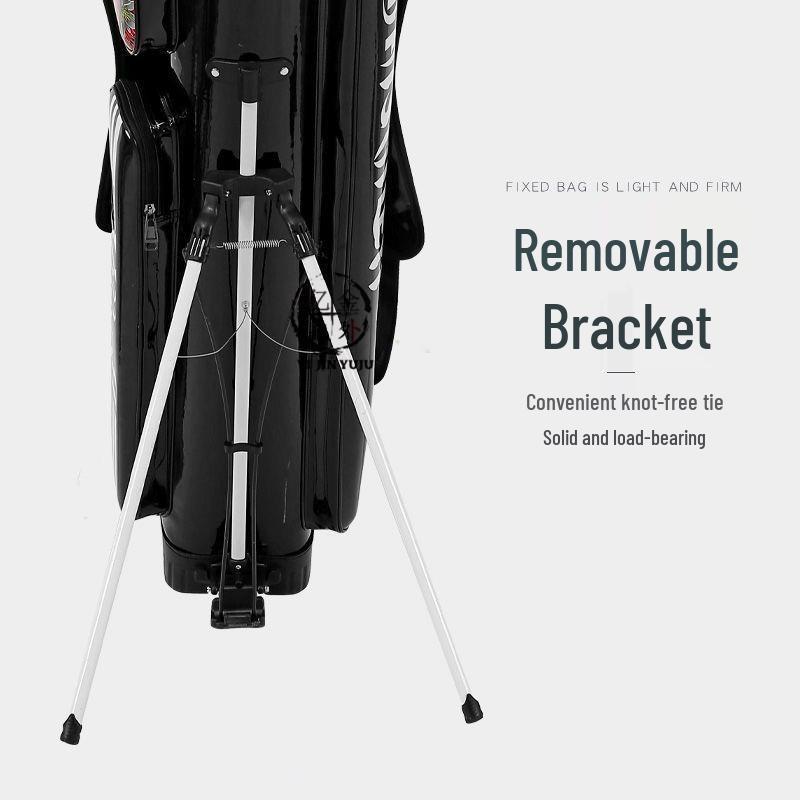 Waterproof Leather Fishing Rod Bag with Stand, Large Capacity, 2-3 Layer Hard Shell for Outdoor Use