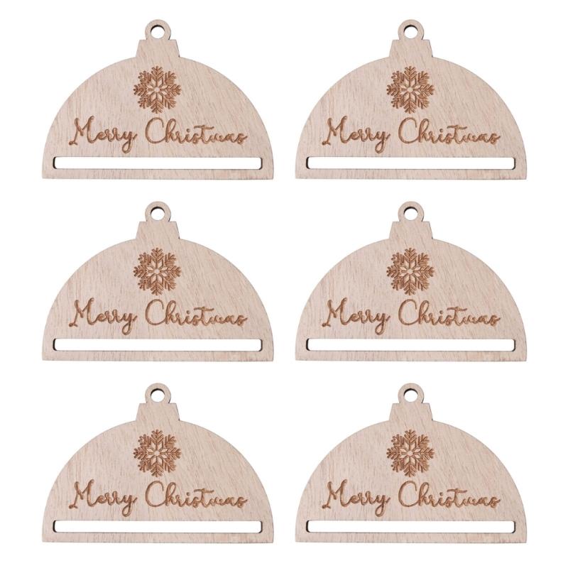 

6pcs DIY Woven Rope Christmas Tree Ornaments Unfinished Wood Slices Decorations 1