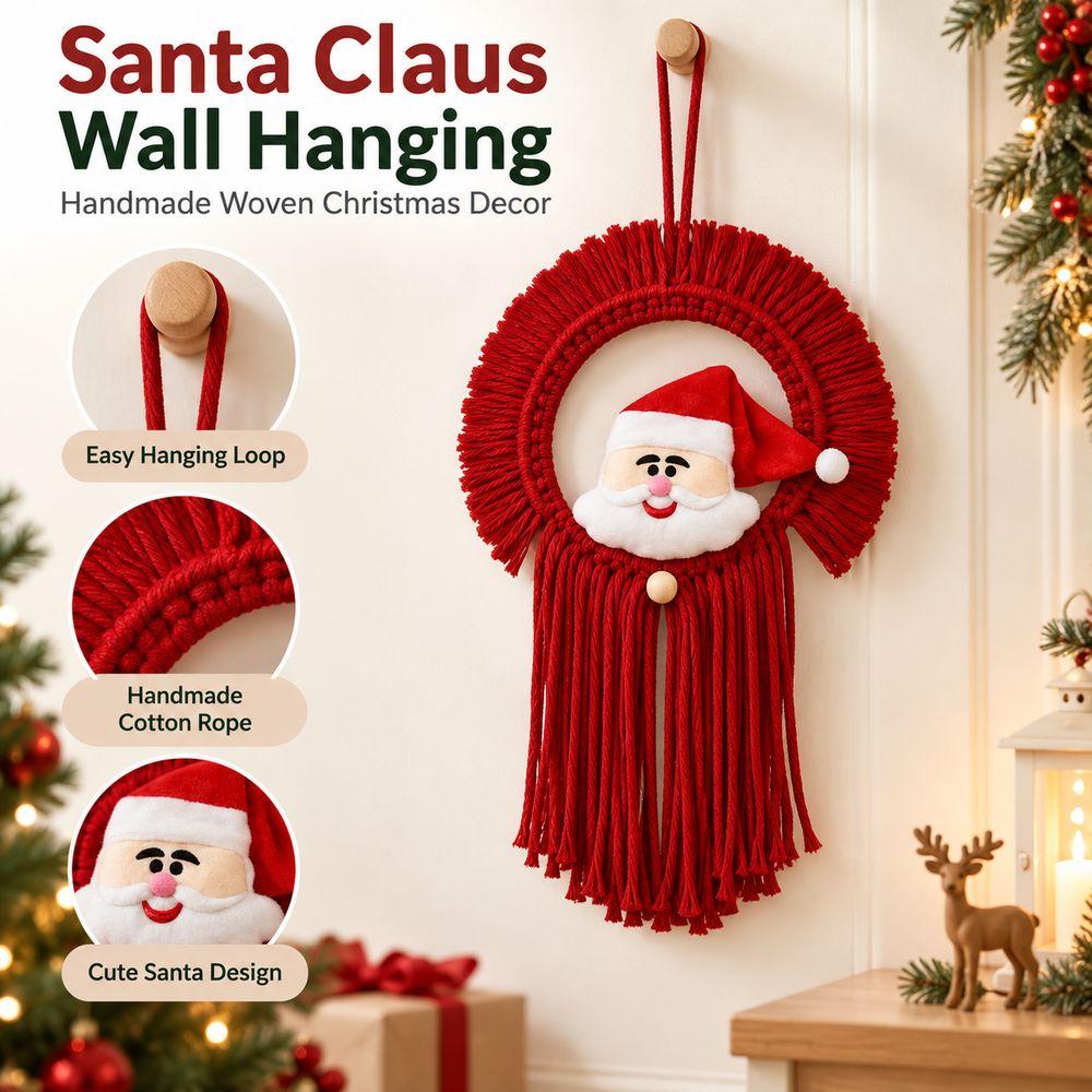 Round Shape Santa Claus Wall Hanging 20x30cm Santa Christmas Decoration Kids Room Decoration