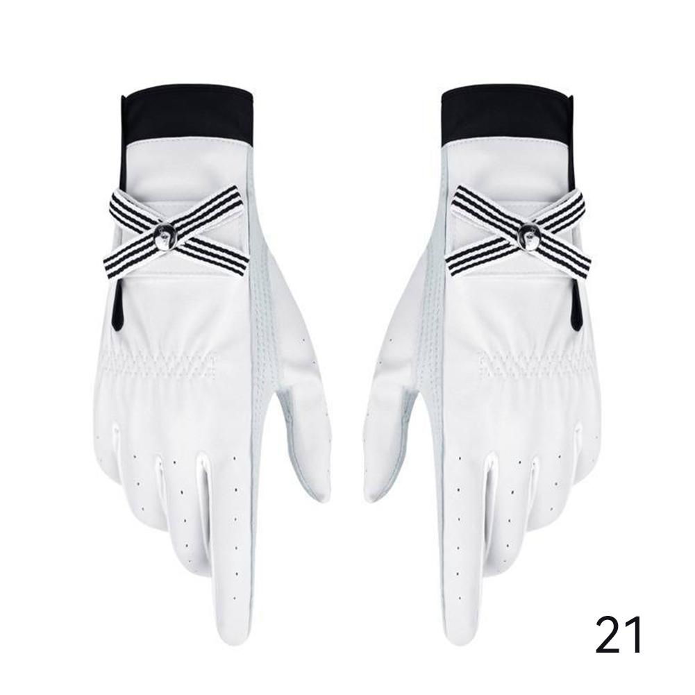 

1 пара перчаток для гольфа с бантом для женщин со съемной отметкой из овчины, самоклеящиеся, нескользящие, спортивные перчатки с полным пальцем 21 yards