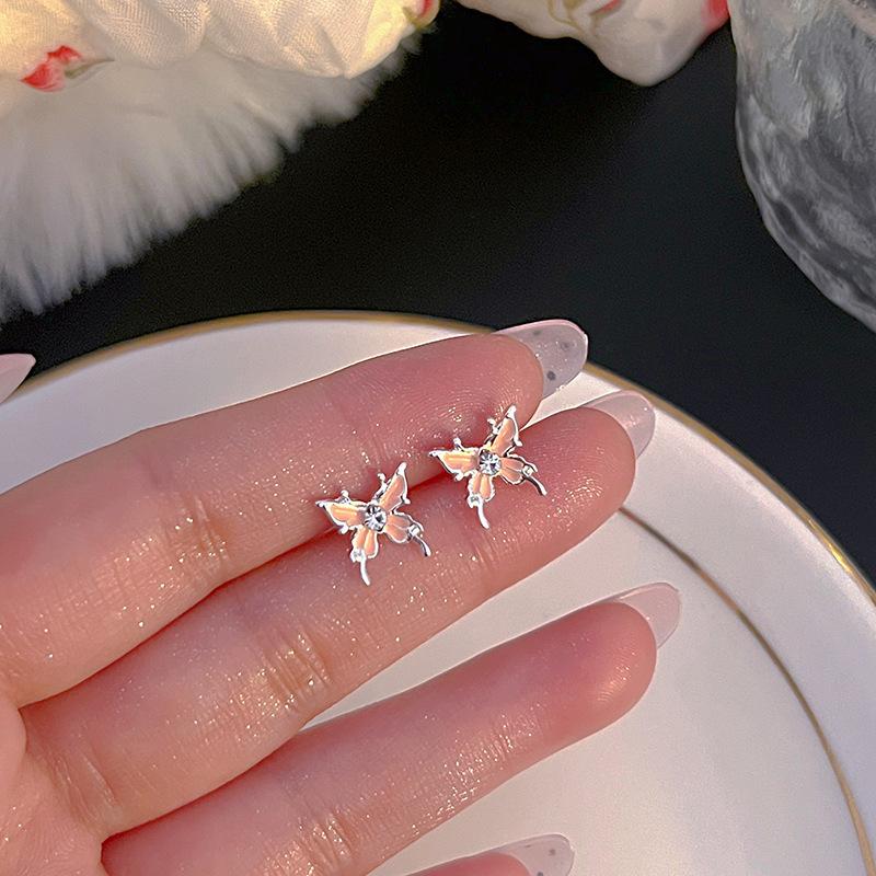 S925 Silver Stud Earrings Women's Ear Hole Earrings Niche Design Earbone Studs High-end Earrings