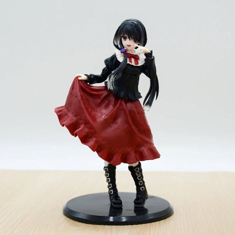19Cm Date A Live Tokisaki Kurumi Anime Figure Cute Girl Model Toy Pvc Black Dress Dress Up Standing Model Car Interior Ornament