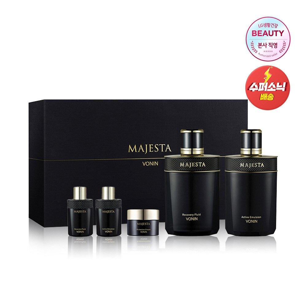 

Majesta 2 types special [Main product] Fluid 150ml, Emulsion 120ml [Internal] Fluid 20ml, Emulsion 20ml, Cream 7ml