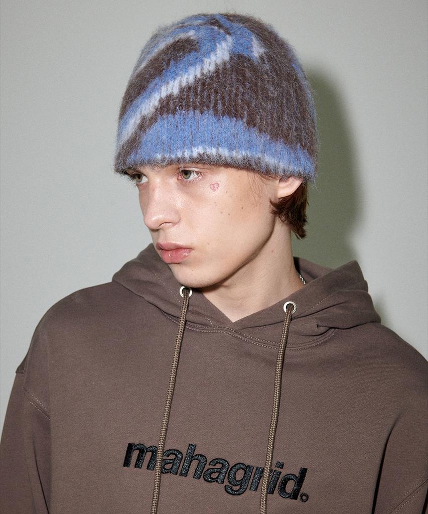 MAHAGRID Destroyed Eclipse Hairy Beanie Brown(Mg2Efmab38A)