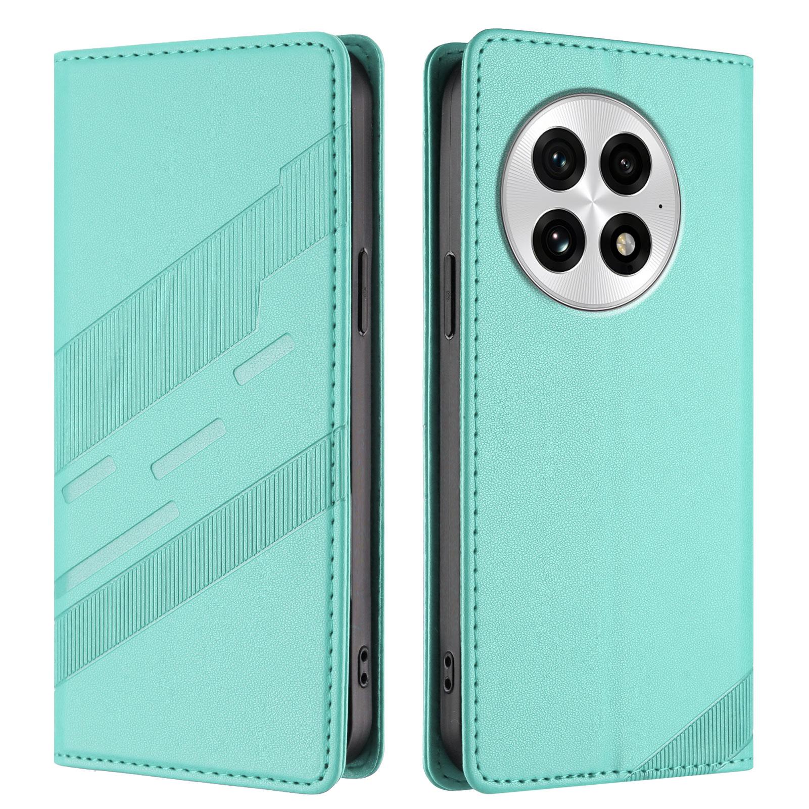 

Для OnePlus 13 Чехлы для телефона Панк Стиль Тисненый Кошелек Подставка Кожаный Чехол Mint Green