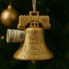 US 250th Anniversary Liberty Bell Money Holder Commemorative Bell Ornament Christmas Money Holder for Cash Patriotic Memorial Gifts for Collectors