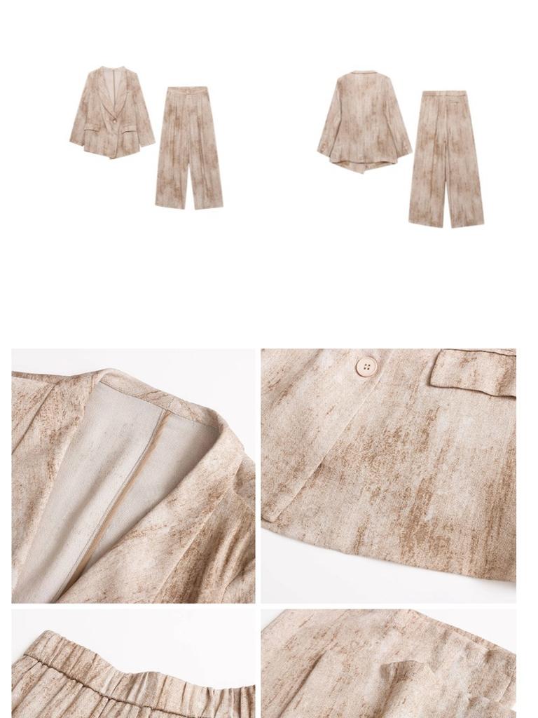 Sijan Early Spring New Arrivals Linen Blend High Intelligence Old Money Drip Suit Jacket Wide Leg Pants Set Sn