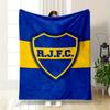 Blue and Yellow Shield Design with "R.J.F.C." Text In Bold Letters. for All Seasons Blanket Lunch Break Throw Gift