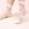 Ladies Spring and Summer New Glass Silk Transparent Lovely Big Flower Crystal Silk Socks