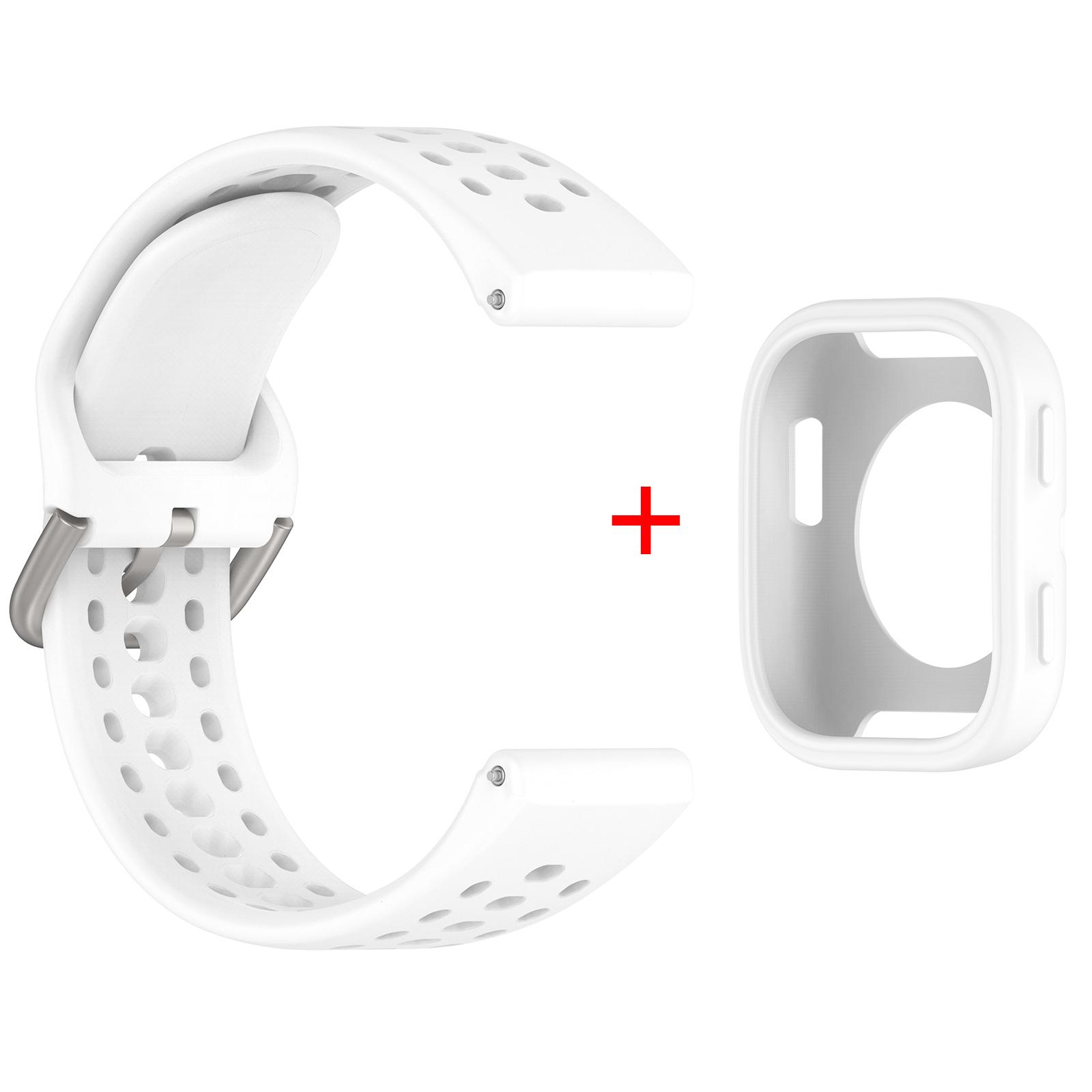 

Оригинальный силиконовый+чехол для Amazfit Bip 6, аксессуары для ремешка, мягкий дышащий ремешок Correa+защитная накладка-бампер для браслета Amazfit Bip6 For Amazfit Bip 6 белый