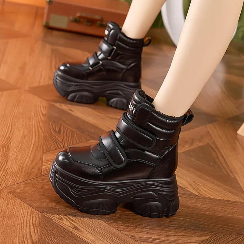 Fashion Women's Snow Boots New Winter All-match Cotton Shoes Plus Fleece Thickened Warm Small Man Inside Height-increasing Ankle Boots