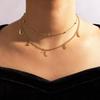 Korean Double Layer Beaded Necklace with Moon and Star Charm