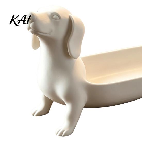 Creative Dog Statue Decor Dachshund Jewelry Tray, Decorative Storage Organizer for Rings Earrings And Keys, Tray Cute Resin Animal Figurine