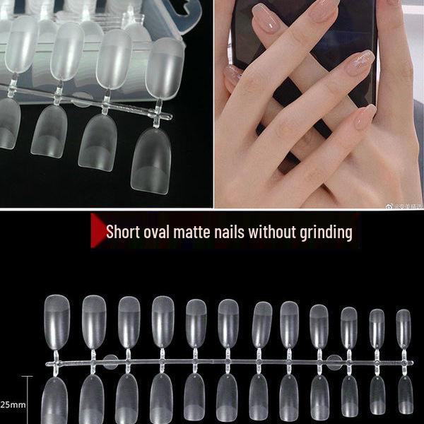 Nail Art Dual-Use Frosted Tips: Ultra-Thin, Traceless, No-Carve False Nail Stickers for Extended Nails