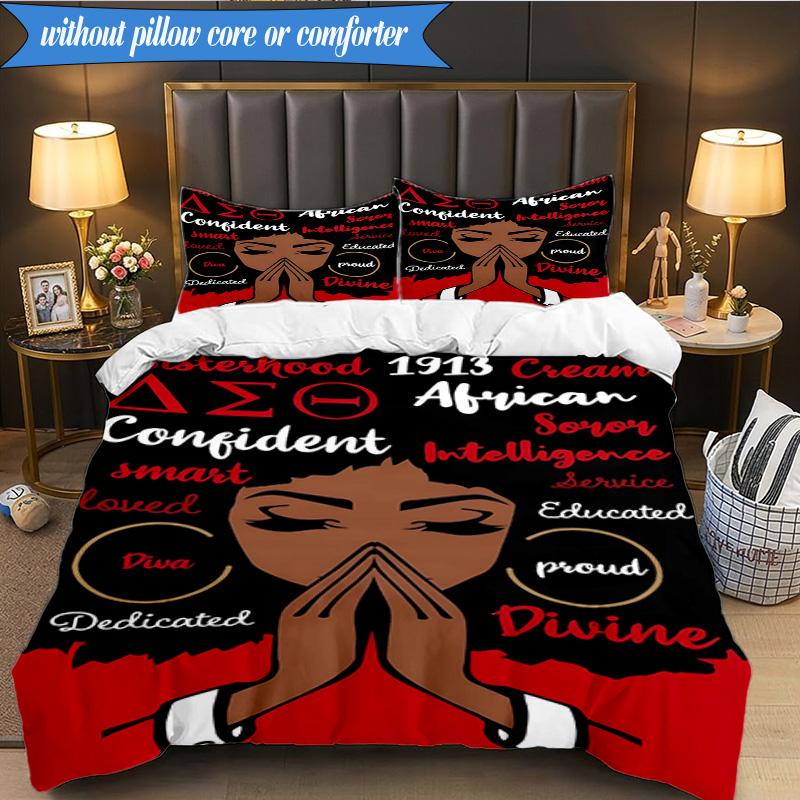 3PCS Delta Sigma Theta Bedding Set 2D Printing (Includes 1 Duvet Cover + 2 Pillowcases Coreless), Bedroom decor,Fan Gift