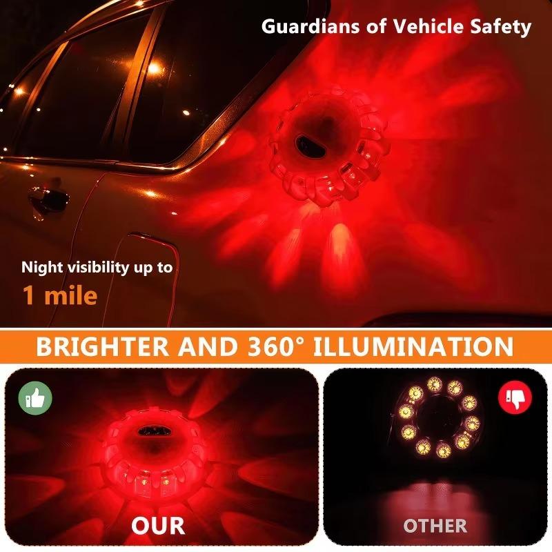 USB Rechargeable Warning Light LED Road Flares Emergency Lights Roadside Safety Beacon Disc Flashing Magnetic Beacon