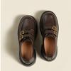 2025 spring new inner height increase 8cm double-breasted buckle thick heel platform loafer single shoes women's small leather shoes women's