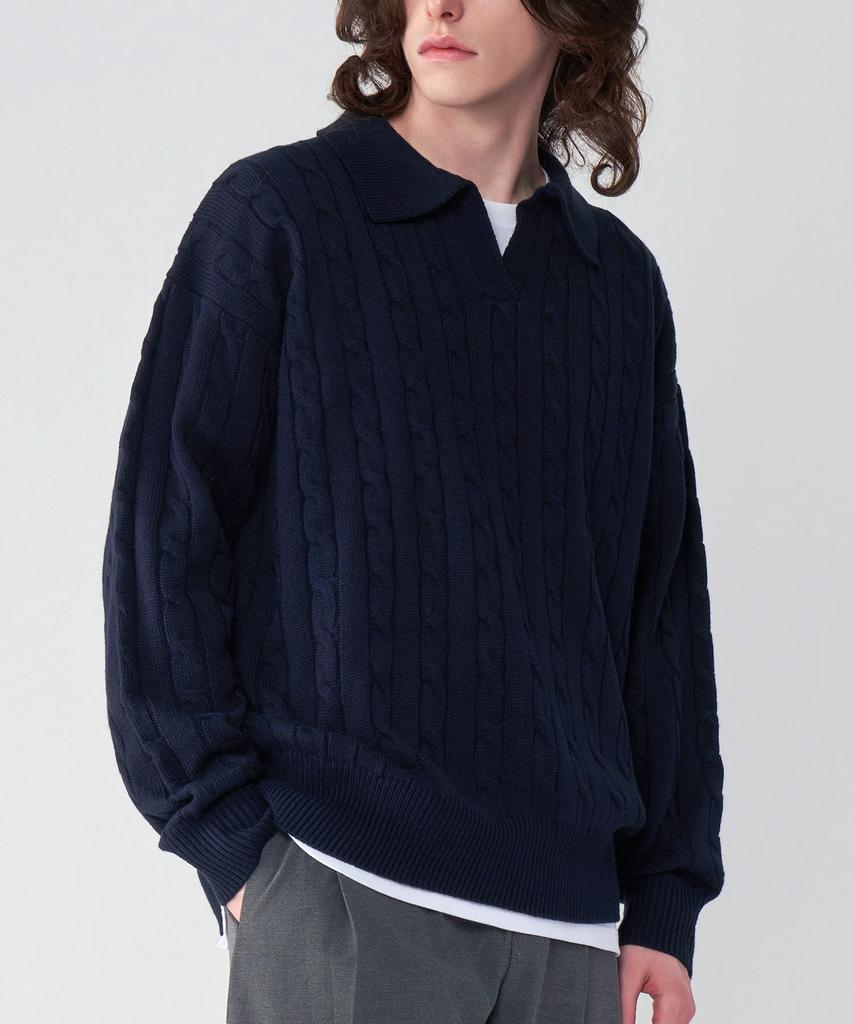 Untact Studio Oversized Cable Collar Knit 3 Colors