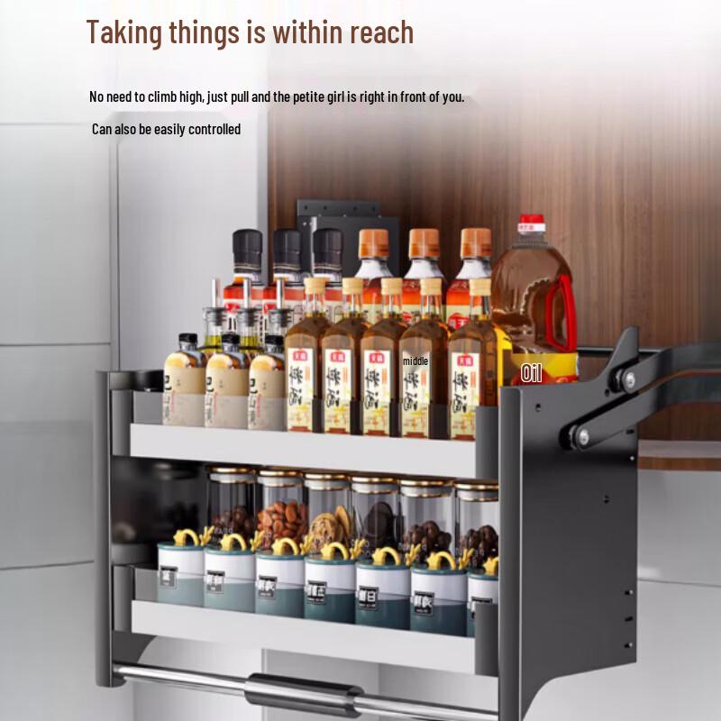 Beifu Kitchen Wall Cabinet Pull-Down Storage Rack