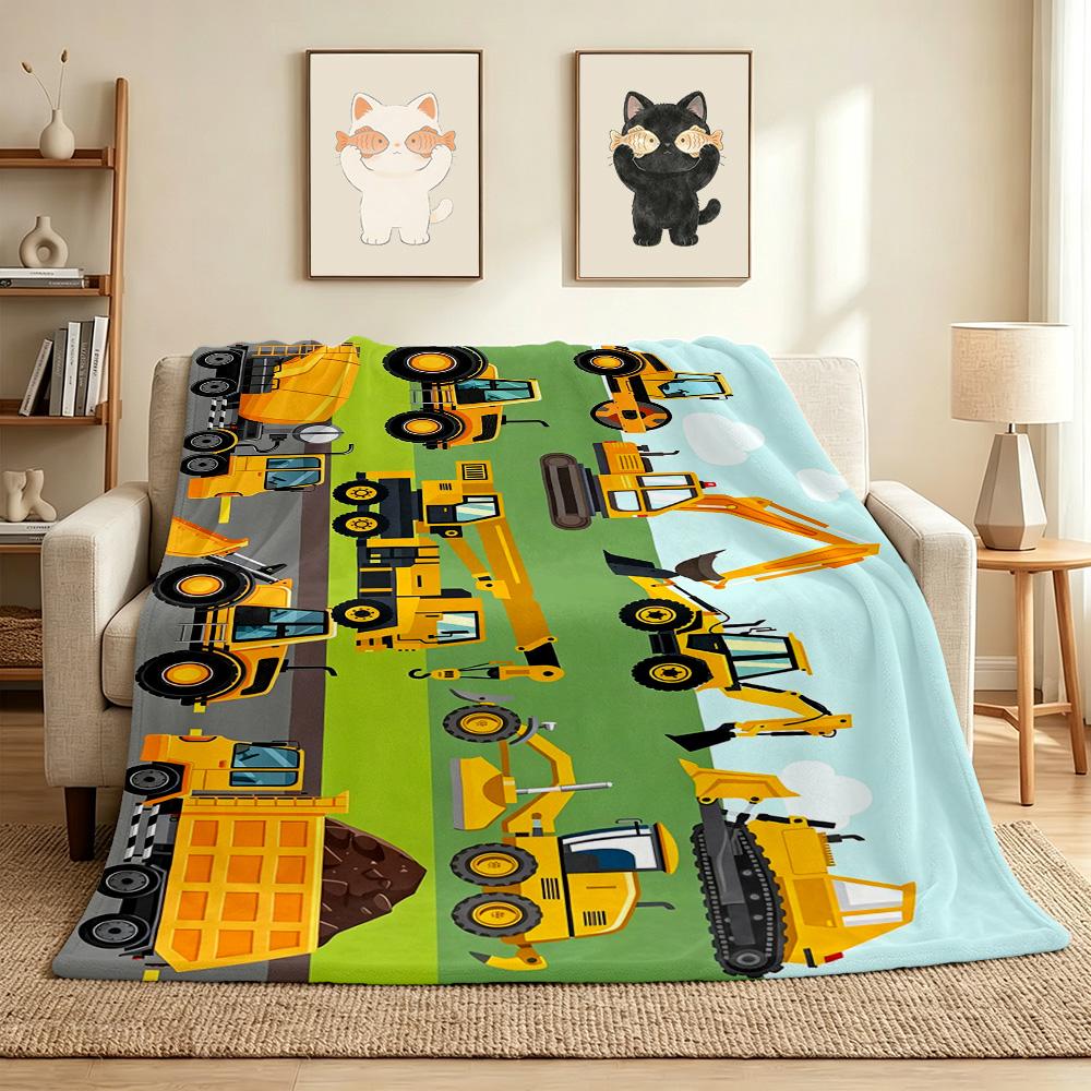Construction Vehicles Flannel Blanket Throw Blanket Soft Warm Sofa Bed Camping home Decor Unique Christmas Gift C926985