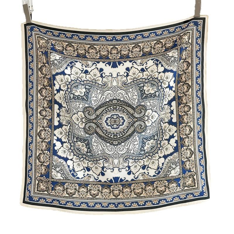 Silk silk scarf women's spring summer new mulberry silk double crepe retro gas printing versatile Chinese square scarf shawl