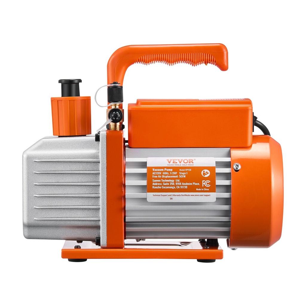 Vacuum Pump 5 CFM HVAC Single Stage Rotary Vane Vacuum Pump Oil Included