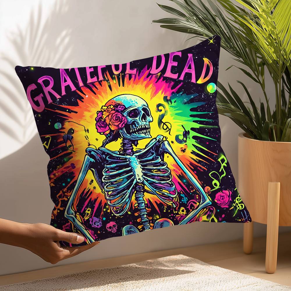 Rock Band G-Grateful Dead Pillow Case Square Double‑Sided Print Cushion Case For Sofa Home Bedchamber Decor Gift