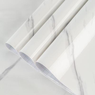 TOTIO 122CMx9M Wide Remake Sheet Mramorový list Bílý Řezací list Mramorová nálepka Bílá mramorová Tapeta Samolepka Stylový lesklý Tlustý tepelně odolný