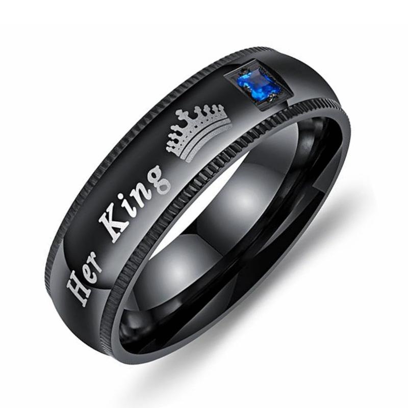 European Fashion His Queen & Her King Crown Titanium Steel Couple Rings