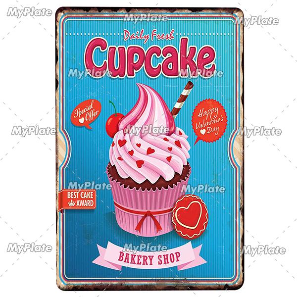 Cupcake Vintage Tin Sign Metal Sign Decorative Plaque Wall Decor Man Cave Club Decoration