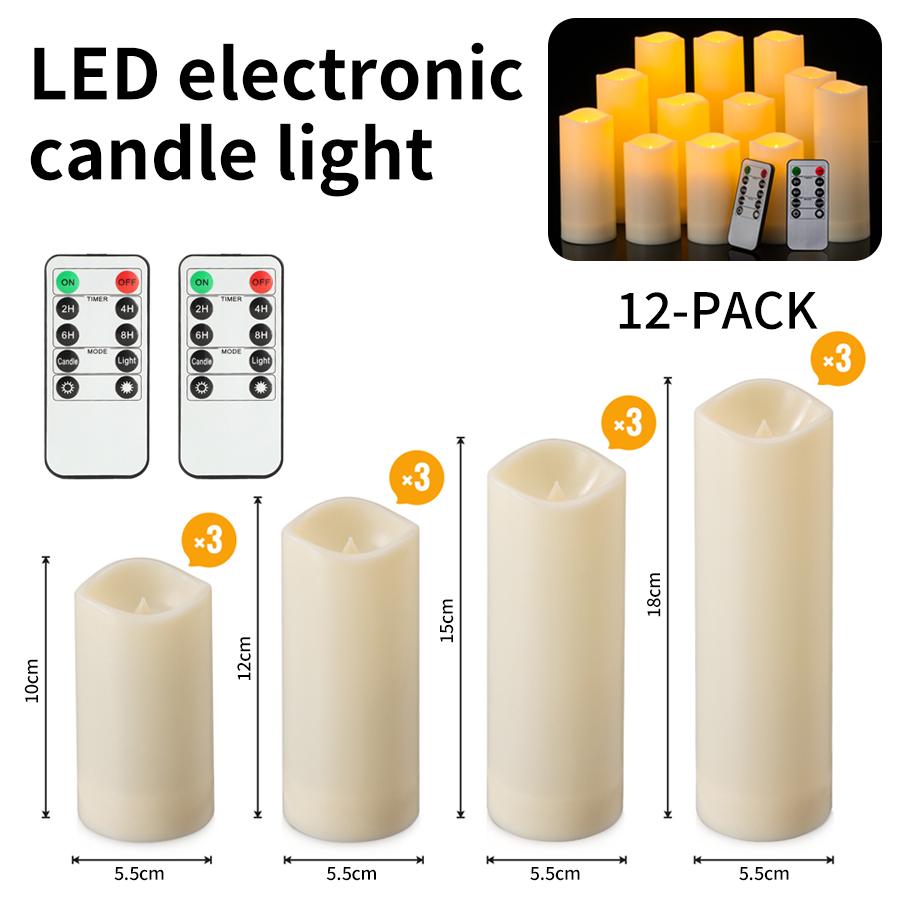 

12 светодиодных водонепроницаемых свечей с 2 пультами дистанционного управления и таймерами для украшения дома, рождественской вечеринки, свадьбы, электронные свечи