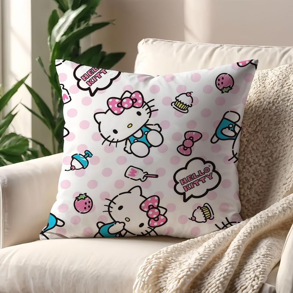 Kawaii Hello K-Kitty Cushion Cover For Pillow Printing Sofa Decoration Home Car Room Coffee Shop Office Nordic Simplicity