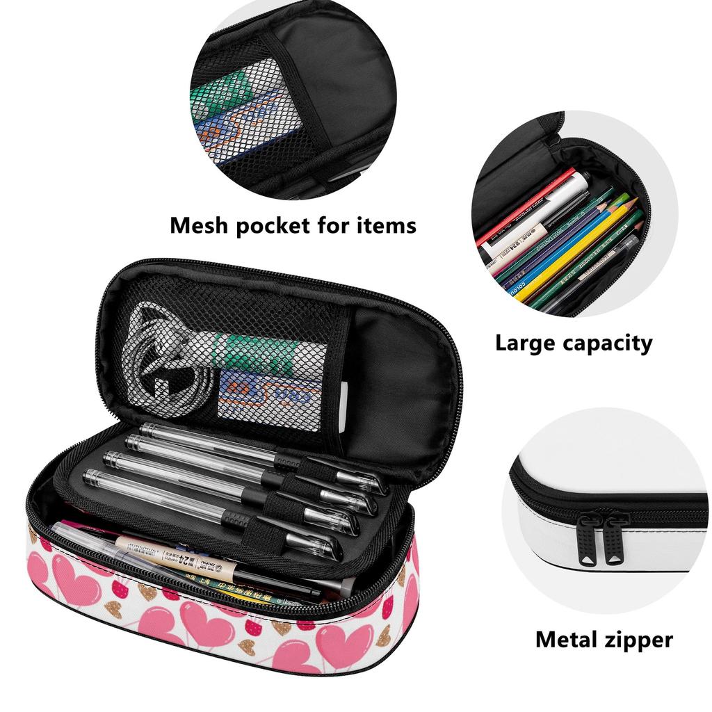Pen Case Large Capacity Smooth Zipper Wear Resistant Polyester with Main Compartment Mesh Pocket and Pen Slots for Students