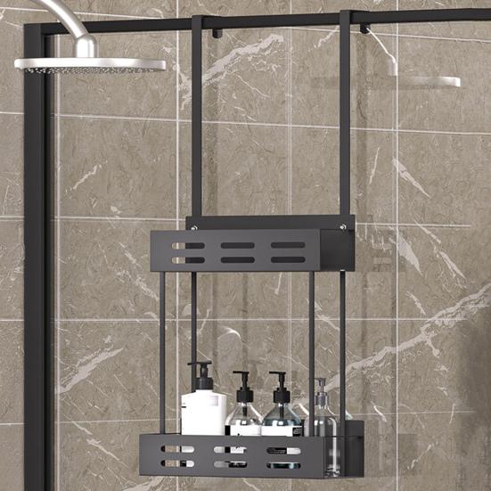 Shower Caddy Hanging Storage Rack Strong Load-bearing Easy Assembly Double Layer Bathroom Organizer Basket