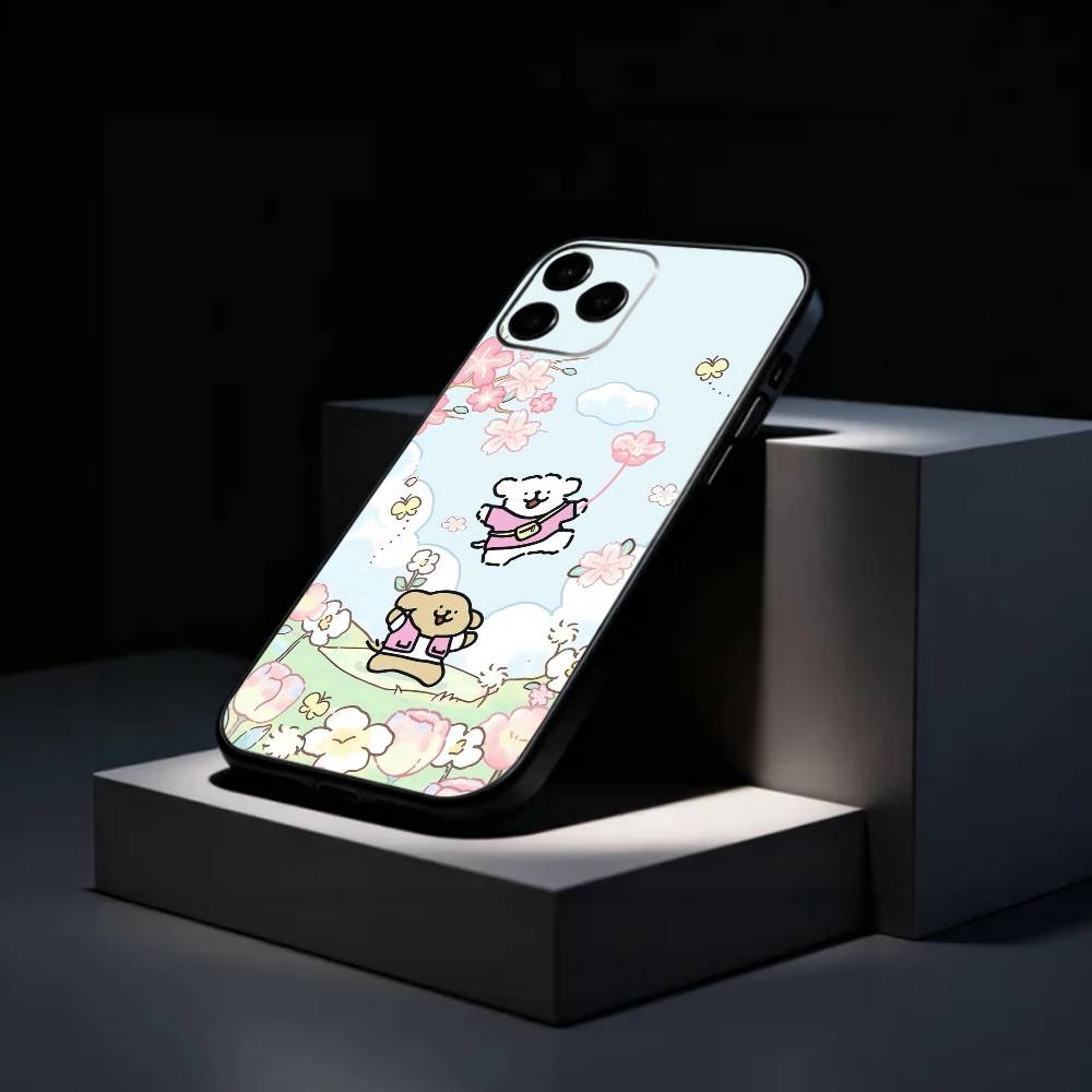L-Lovely Line Puppy Cartoon Cute Dog Phone Case Silicone Soft For IPhone 17 16 15 14 13 12 11 X XR Plus Pro Max Plus