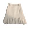 No Pattern Denim Mini Skirt With Ruffled Hem For Casual And Party Outfit