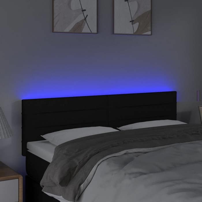 VidaXL Tête de Lit à LED Meuble de Chambre à Coucher Accessoire de Lit Double Tête de Cadre de Lit Intérieur Noir 3121752