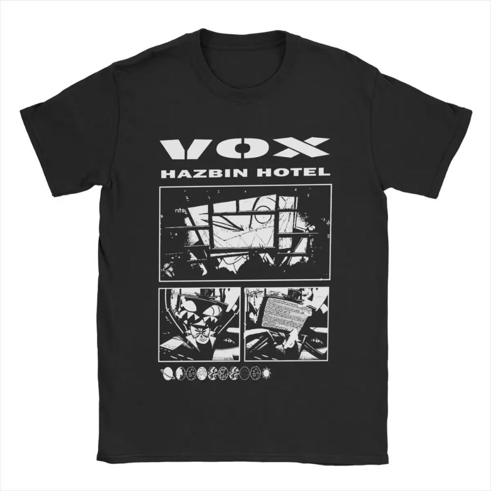VOX Hazbins Hotels T-Shirts Men Casual 100% Cotton Tee Shirt O Neck Short Sleeve T Shirt Plus Size Clothes