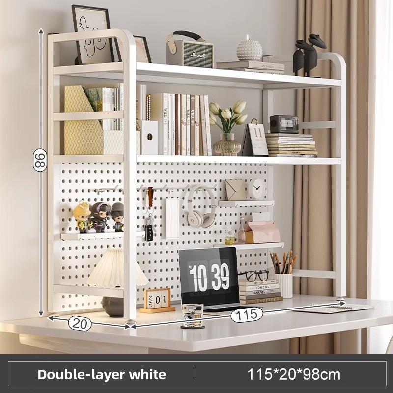 Multi-Layer Desktop Hole Board Storage Rack Stand up Computer Desk Organizer Student Dormitory Bookcase Horizontal Shelf Holder