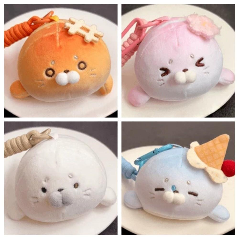 Ice Cream Seal Keychain Sakura Toast Seal Keyring Kawaii Sea Dog Pendant  Hanging Decoration