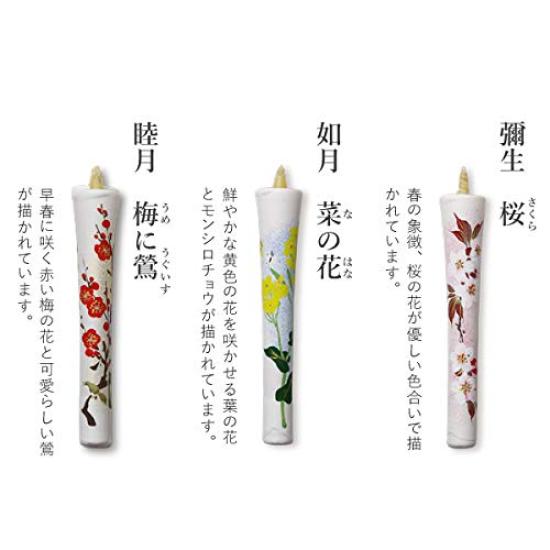 Daiyo Illustrated Candles, Floral Set B for the Twelve Months