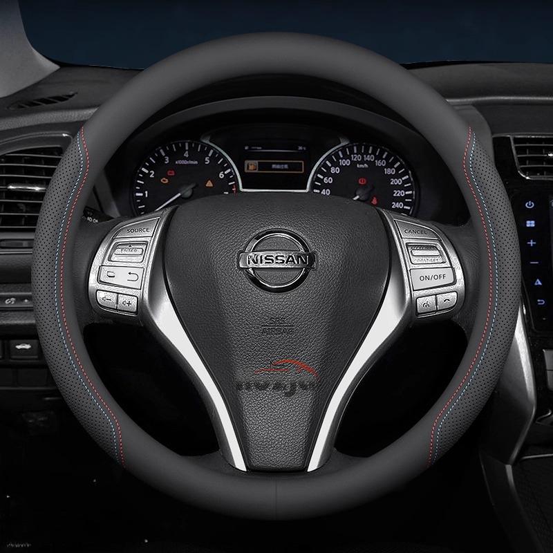 Leather Car Steering Wheel Cover for Nissan Patrol Tiida NP300 Frontier NV200 Navara Accessories