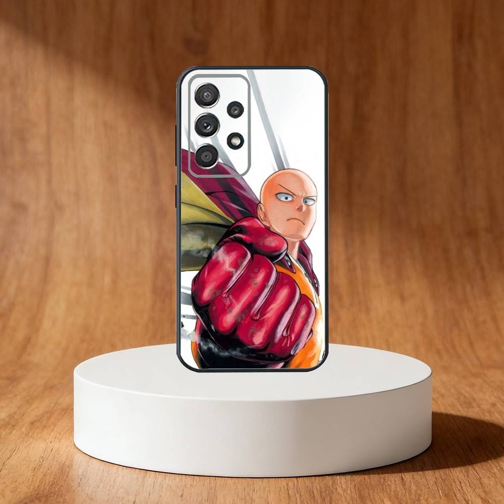 O-One P-Punch Anime Man Phone Case For Samsung S25,S24,S21,S22,S23,S30,Ultra,S20,Plus,Fe,Note,10,9,5G Black Cover
