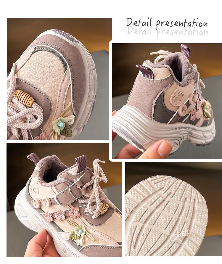 2025 Winter Kids' Velvet Running Shoes - Korean Style for Girls