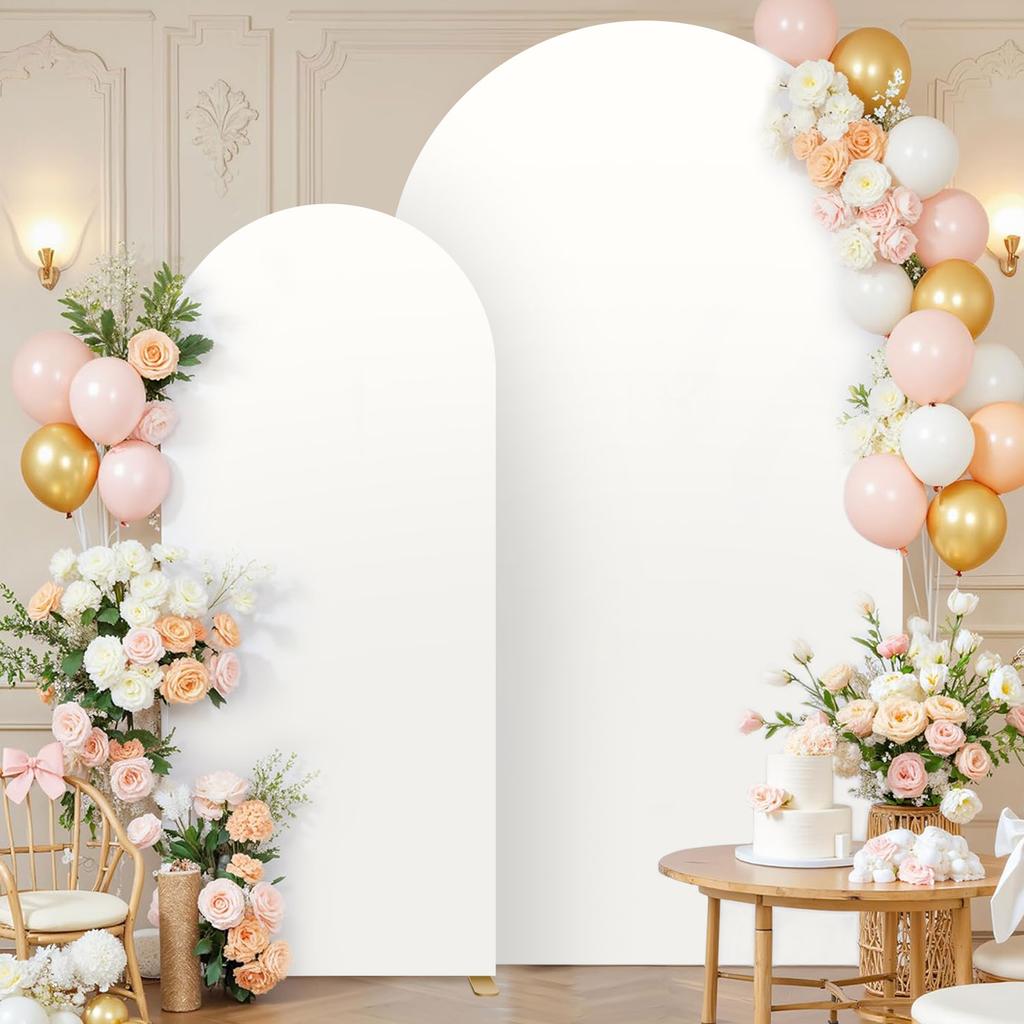 7.2FT 6FT Ivory Arch Backdrop Cover Set of 2, Double-Layer Wedding Arch Stand Cover Party Backdrop Curtains for Party Decoration