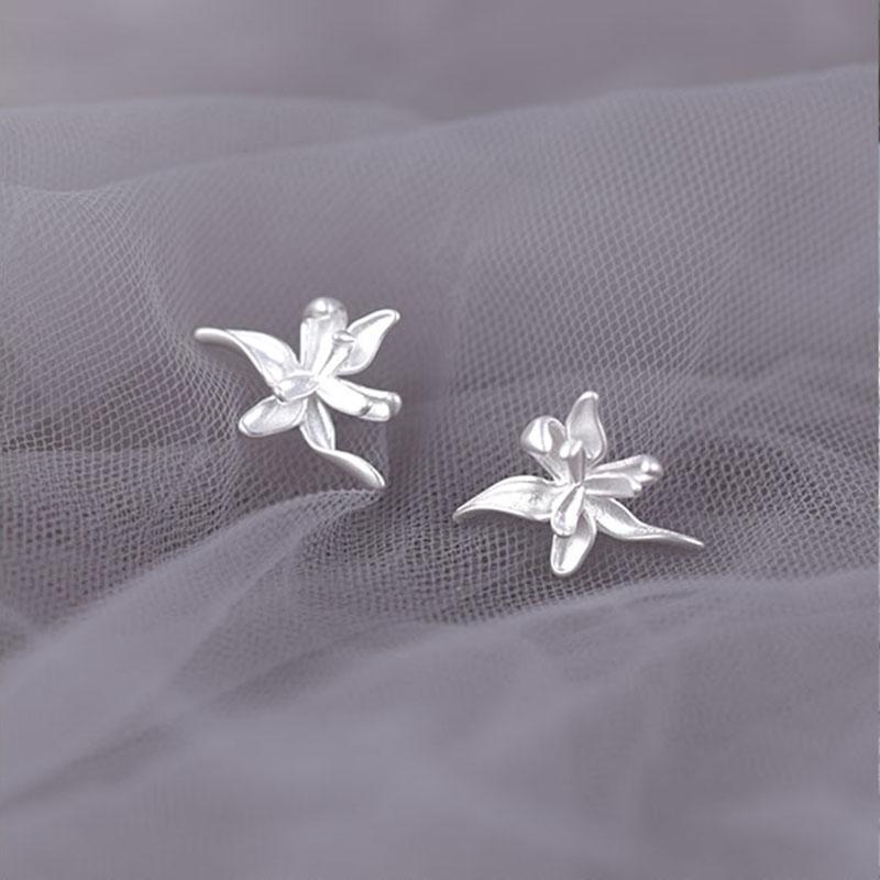 

S925 Sterling Silver Simple Romantic Flower Earrings For Women Elegant Lady Prevent Allergy Stud Earrings Fine Jewelry Wholesale